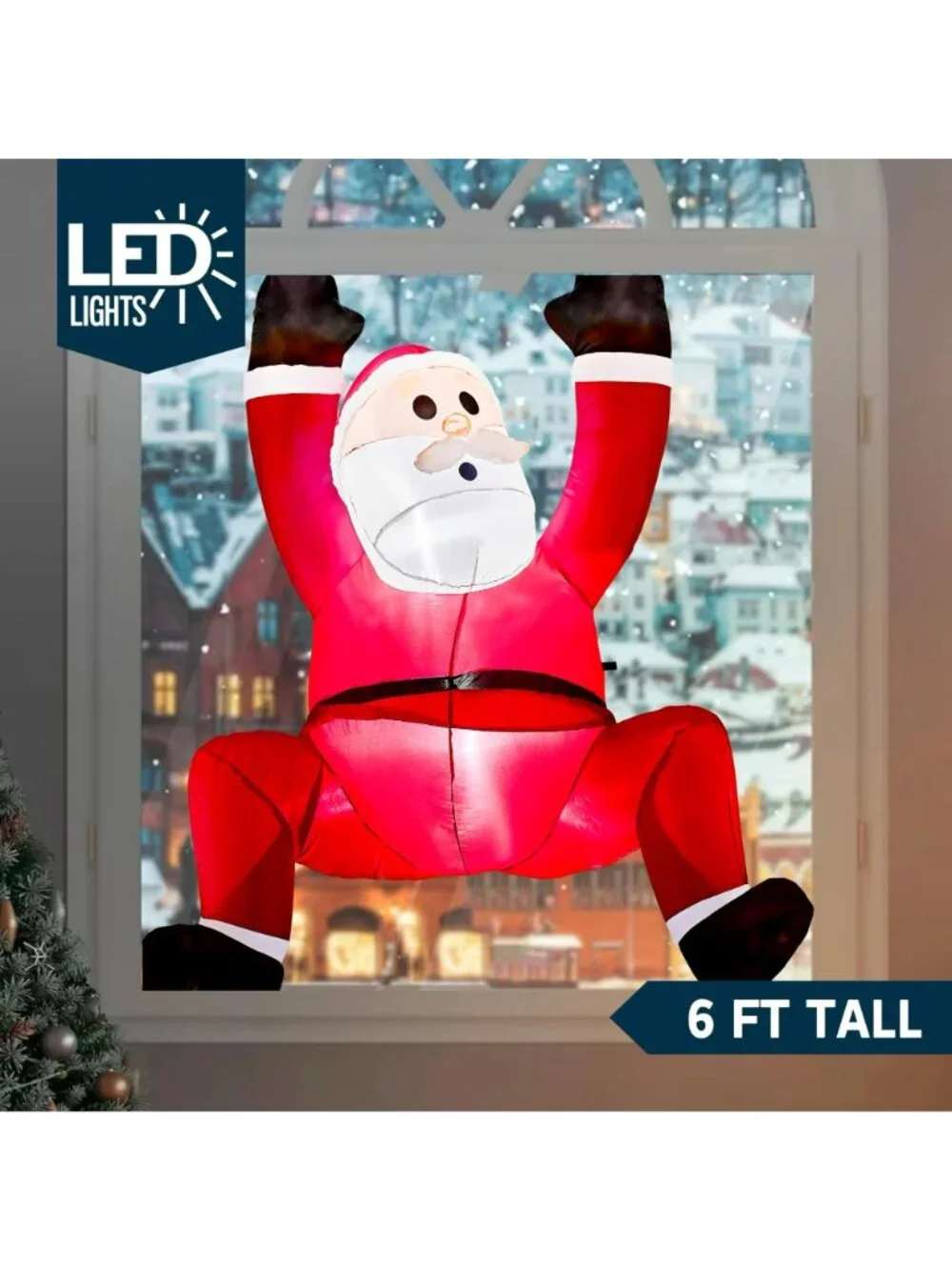 Joiedomi Holiday Inflatable Climbing Santa 6FT Tall Indoor Outdoor LED Lights